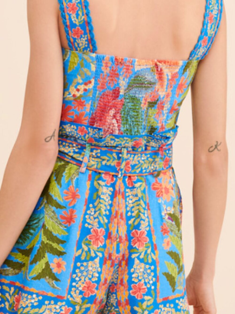 FARM RIO Stitched Garden Blue Romper - Picture 2 of 6